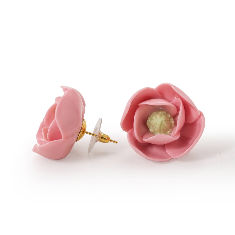 Pink Flower Ceramic Earrings  | VINTAGE PHOENIX | VPE001-PK