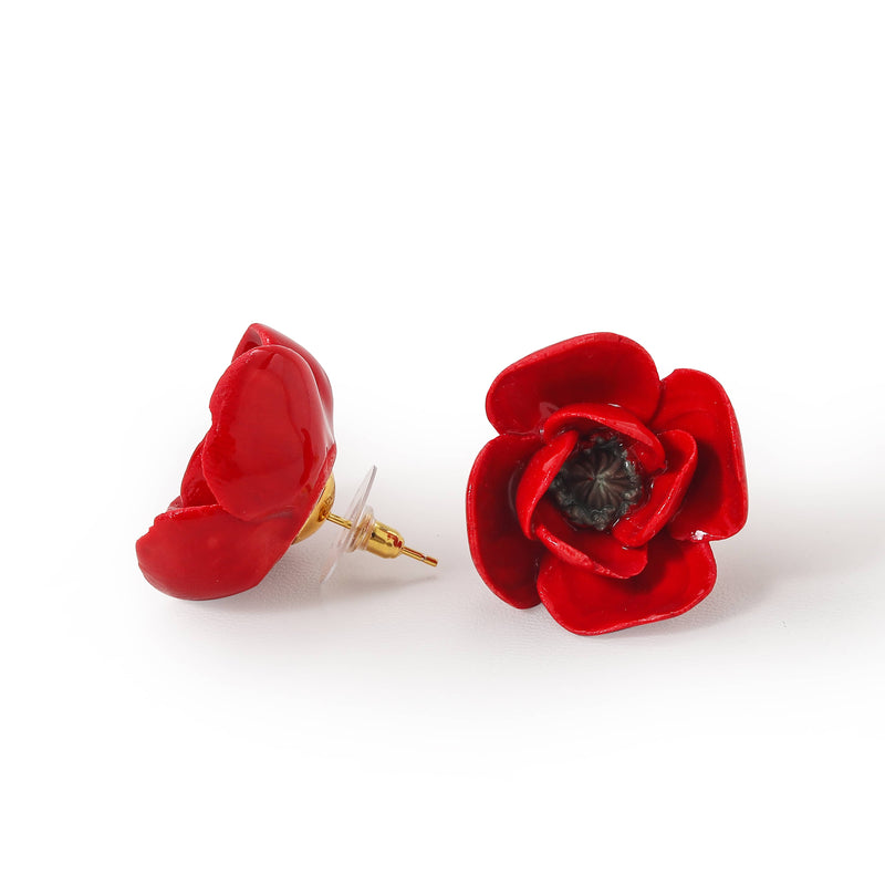 Red Flower Ceramic Earrings  | VINTAGE PHOENIX | VPE001-RD