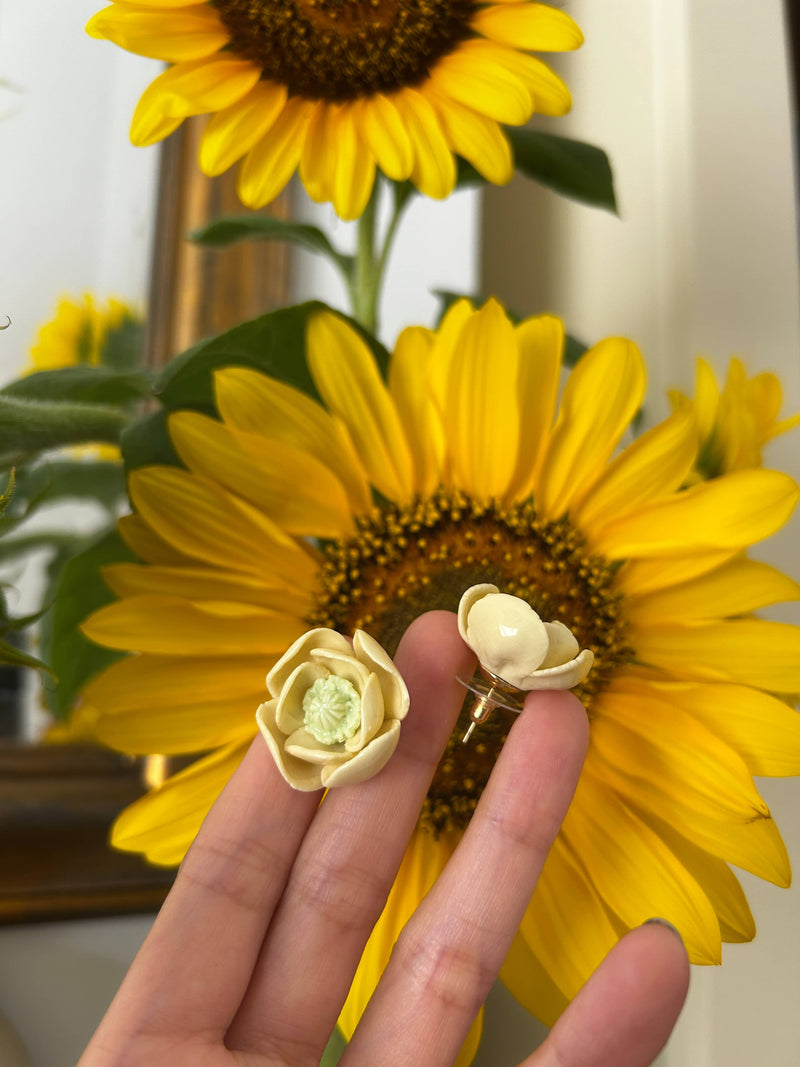 Yellow Flower Ceramic Earrings  | VINTAGE PHOENIX | VPE001-YW